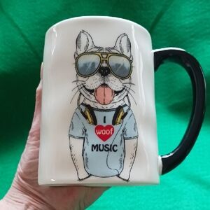 Dog Music Mug with Black Handle
